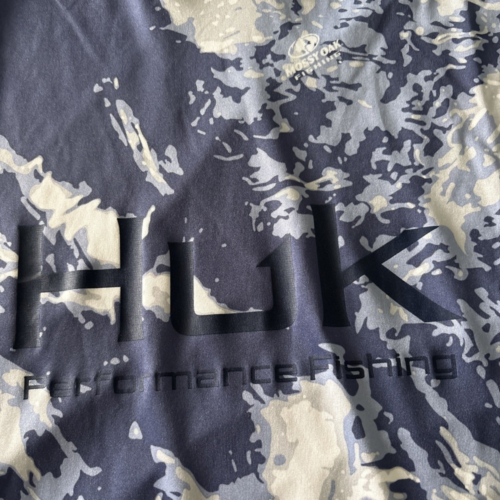 Huk Performance Fishing Hoodie Shirt Mens XXL Blue Camo Long Sleeve Outdoors - Picture 2 of 9
